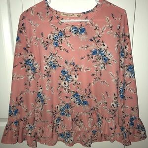 Liberty love - floral peplum top - pink - s